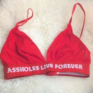 ASSHOLES LIVE FOREVER RED BRALETTE SIZE MEDIUM